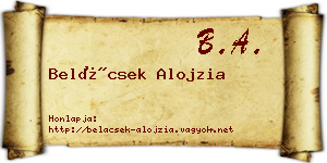 Belácsek Alojzia névjegykártya